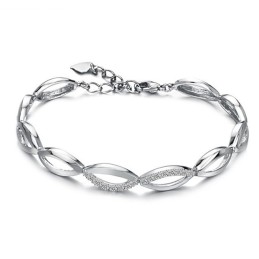 The Queen Of Quality Female Platinum Plating Titanium Bracelet With Diamond