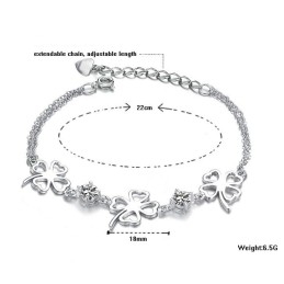 High Quality Female Clover Shape Platinum Plating Titanium Bracelet With Diamond