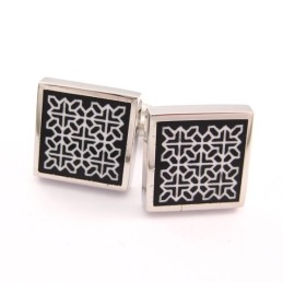 Classical Titanium Auspicious Flower Cufflinks