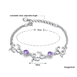 High Quality Female Clover Shape Platinum Plating Titanium Bracelet With Diamond