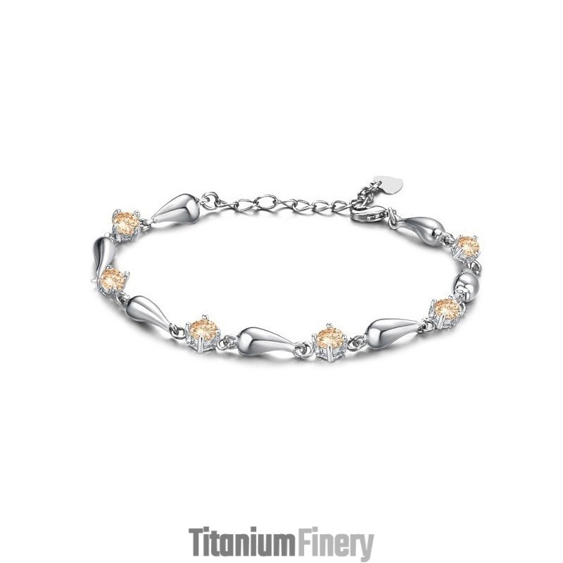 Excellent Quality Female Water Drop Platinum Plating Titanium Bracelet With Diamond Excellent Quality Female Water Drop Platinum Plating Titanium Bracelet With Diamond