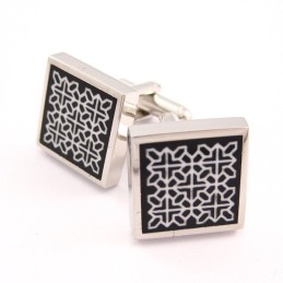 Classical Titanium Auspicious Flower Cufflinks