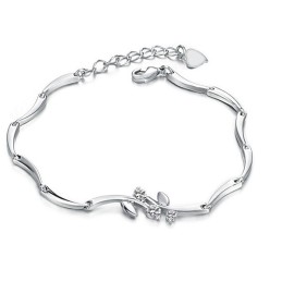 Quality And Quantity Assured Female Platinum Plating Titanium Bracelet With Diamond