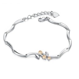 Quality And Quantity Assured Female Platinum Plating Titanium Bracelet With Diamond