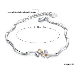 Quality And Quantity Assured Female Platinum Plating Titanium Bracelet With Diamond