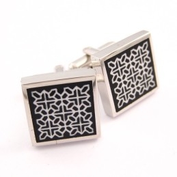 Classical Titanium Auspicious Flower Cufflinks