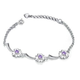 Durable In Use Female Clover Shape Platinum Plating Titanium Bracelet