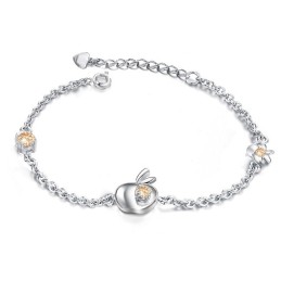 Complete In Specifications Female Apple Shape Platinum Plating Titanium Bracelet With Diamond
