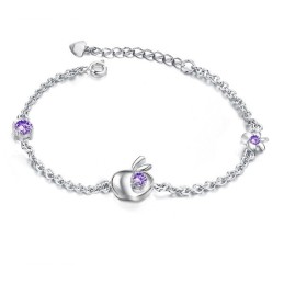 Complete In Specifications Female Apple Shape Platinum Plating Titanium Bracelet With Diamond