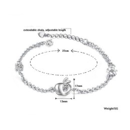 Complete In Specifications Female Apple Shape Platinum Plating Titanium Bracelet With Diamond