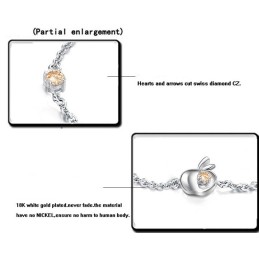Complete In Specifications Female Apple Shape Platinum Plating Titanium Bracelet With Diamond