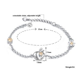 Complete In Specifications Female Apple Shape Platinum Plating Titanium Bracelet With Diamond