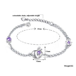 Complete In Specifications Female Apple Shape Platinum Plating Titanium Bracelet With Diamond