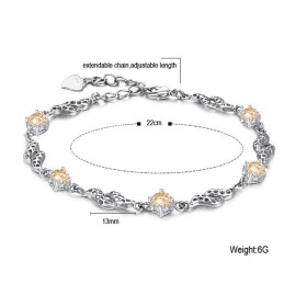 High Quality Female Hollow Platinum Plating Titanium Bracelet With Diamond