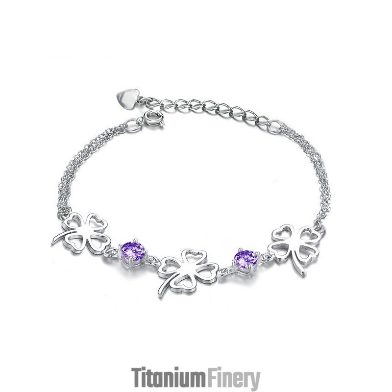 Excellent Quality Female Clover Shape Platinum Plating Titanium Bracelet Excellent Quality Female Clover Shape Platinum Plating Titanium Bracelet