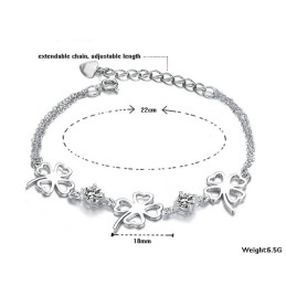 Excellent Quality Female Clover Shape Platinum Plating Titanium Bracelet