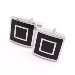 Titanium And Black Ip Plated Square Cufflinks