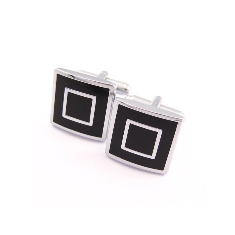 Titanium And Black Ip Plated Square Cufflinks Titanium And Black Ip Plated Square Cufflinks