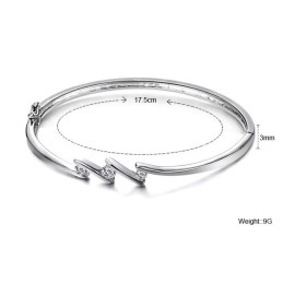 Quality And Quantity Assured Female Allergy Free Platinum Plating Titanium Bangle With Rhinestone