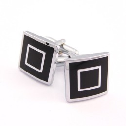 Titanium And Black Ip Plated Square Cufflinks