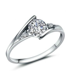 Durable In Use Female Platinum Plating Titanium Ring With Rhinestone