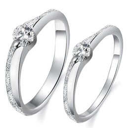 Quality And Quantity Assured Platinum Plating Titanium Ring For Lovers With Rhinestone