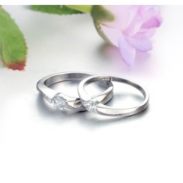 Quality And Quantity Assured Platinum Plating Titanium Ring For Lovers With Rhinestone