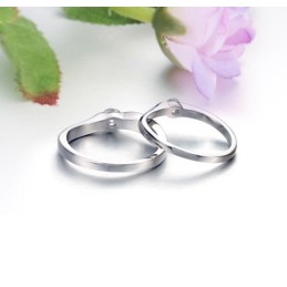 Quality And Quantity Assured Platinum Plating Titanium Ring For Lovers With Rhinestone