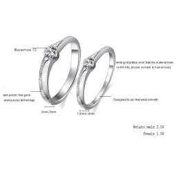 Quality And Quantity Assured Platinum Plating Titanium Ring For Lovers With Rhinestone