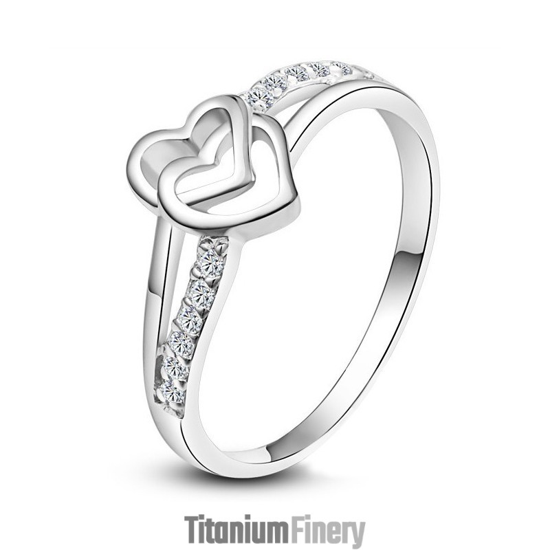 Excellent Quality Female Sweetheart Platinum Plating Titanium Ring
