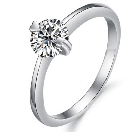 Quality And Quantity Assured Female Platinum Plating Titanium Ring With Rhinestone