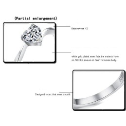 The Queen Of Quality Female Sweetheart Platinum Plating Titanium Ring With Rhinestone