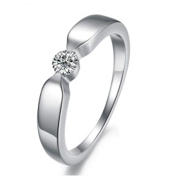 High Quality Platinum Plating Titanium Ring For Lovers With Rhinestone