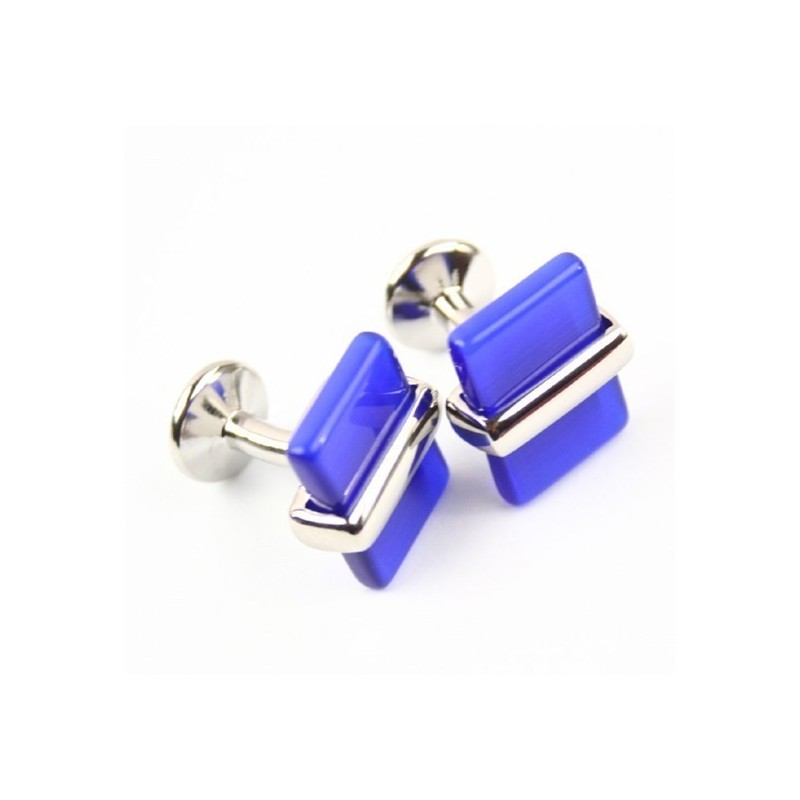 Titanium And Blue Agate Oblong Cufflinks