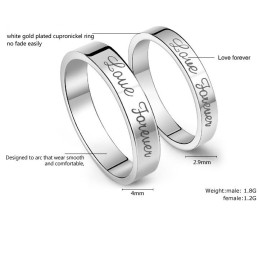 Superior Quality Concise Platinum Plating Titanium Ring For Lovers