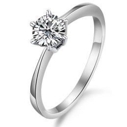 Quality And Quantity Assured Female Platinum Plating Titanium Ring With Rhinestone