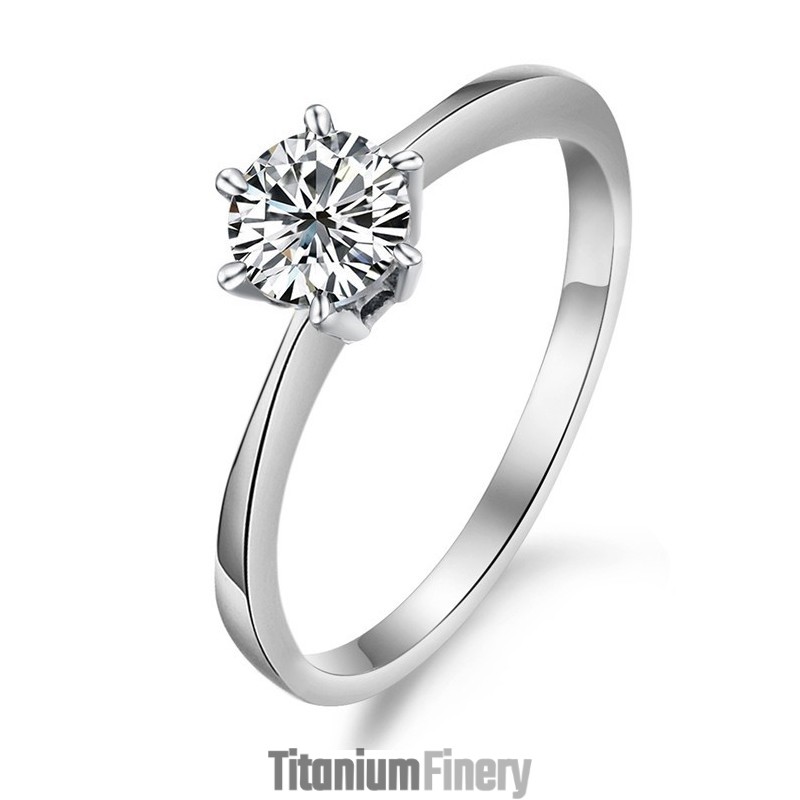 Quality And Quantity Assured Female Platinum Plating Titanium Ring With Rhinestone