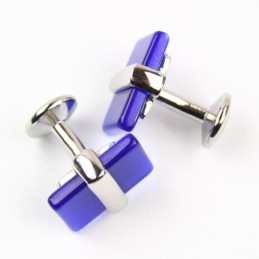 Titanium And Blue Agate Oblong Cufflinks