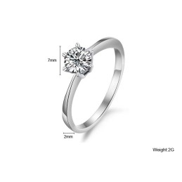 Quality And Quantity Assured Female Platinum Plating Titanium Ring With Rhinestone