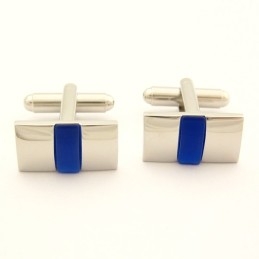 Titanium And Blue Agate Oblong Cufflinks