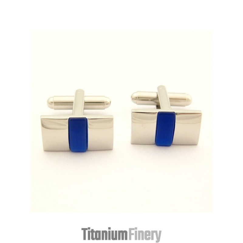 Titanium And Blue Agate Oblong Cufflinks