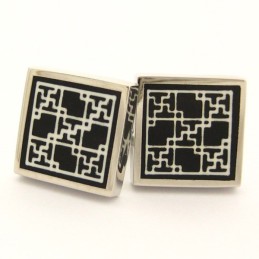 Titanium And Black Ip Plated Square Cufflinks