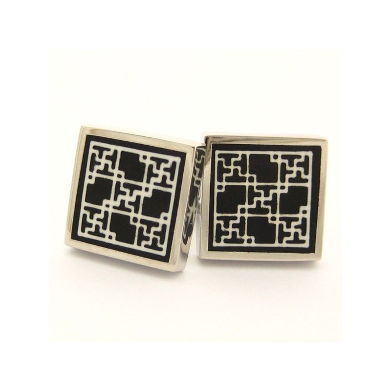 Titanium And Black Ip Plated Square Cufflinks Titanium And Black Ip Plated Square Cufflinks