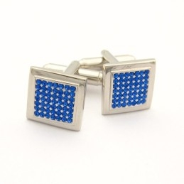 Titanium Square Cufflinks With Blue Diamonds