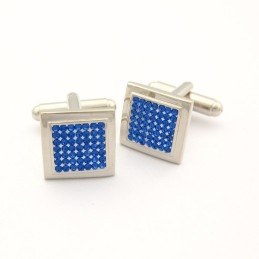 Titanium Square Cufflinks With Blue Diamonds