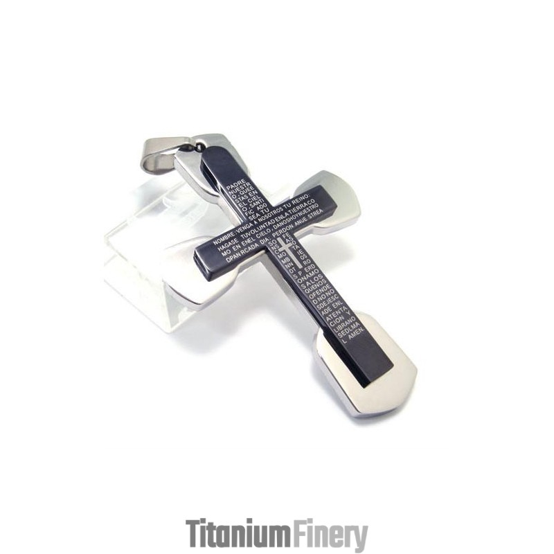 Fashion Mens Black Titanium Bible Cross Pendant - Free Chain Fashion Mens Black Titanium Bible Cross Pendant - Free Chain