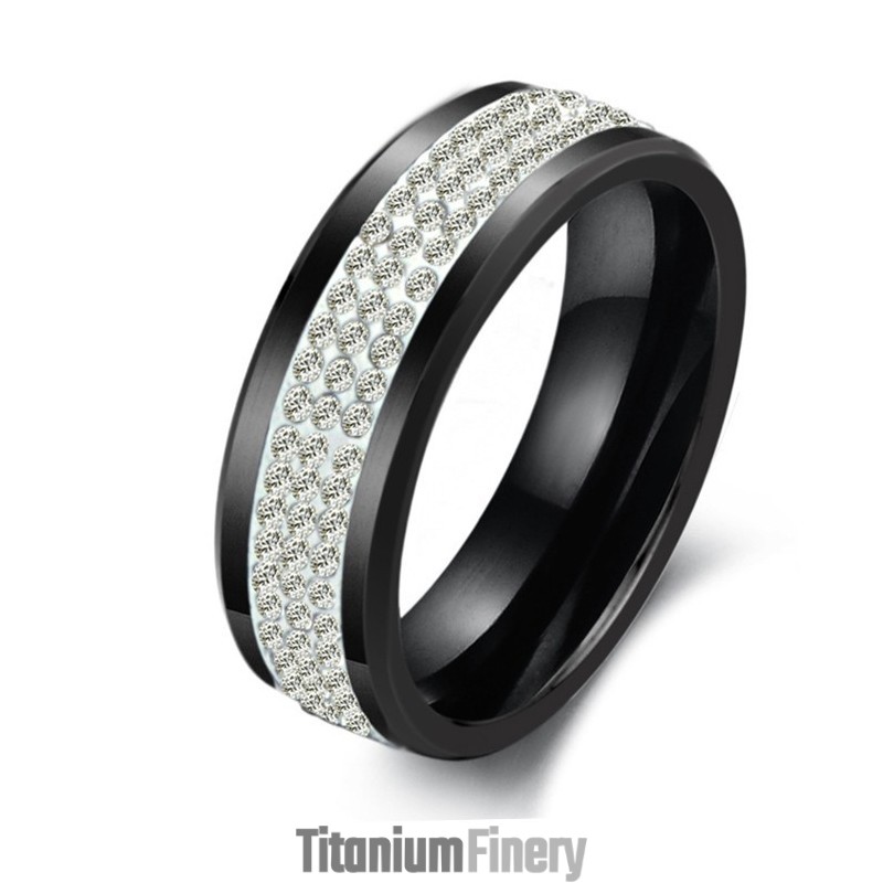 Excellent Quality Black Tungsten Ceramic Ring With Rhinestone Excellent Quality Black Tungsten Ceramic Ring With Rhinestone