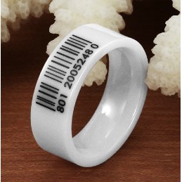 The Queen Of Quality White Bar Code Tungsten Ceramic Ring
