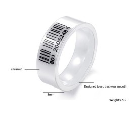 The Queen Of Quality White Bar Code Tungsten Ceramic Ring