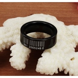 World-Wide Renown Black Bar Code Tungsten Ceramic Ring